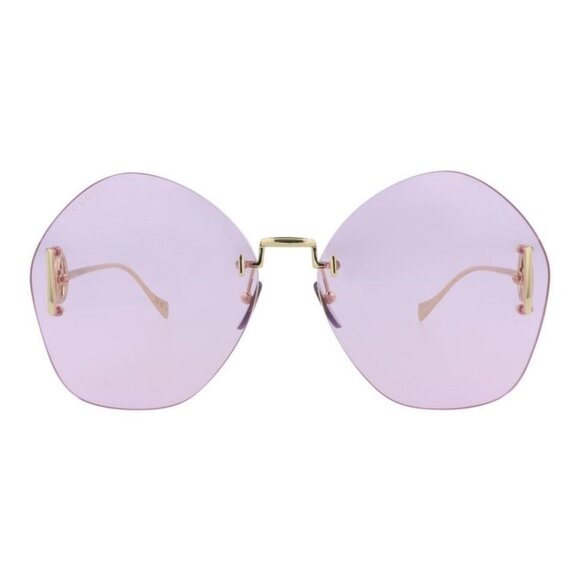 Gucci Womens Round/Oval Gold Gold Violet Fashion Designer Eyewear - Picture 1 of 4